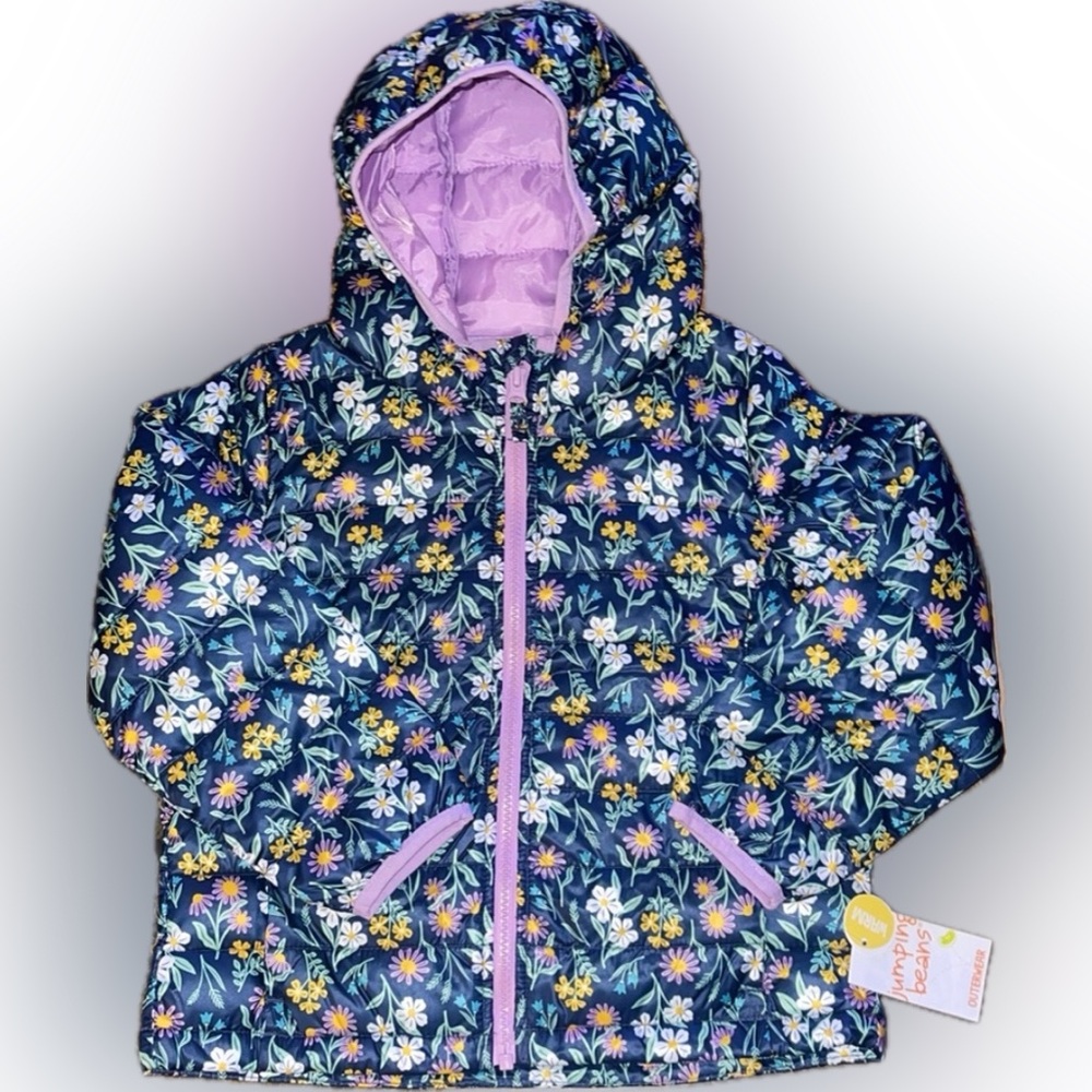 Jumping Beans Lightweight Floral Puffer Jacket Size 5T NWT